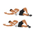 Man doing foam roller lat stretch exercise