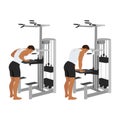 Man doing gravitron tricep press exercise