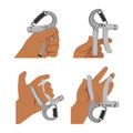 Man doing hand grip with grip strengthener exercise set
