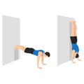 Man doing handstand on the wall exercise