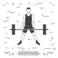 Man doing heavy deadlifts in sumo position. Vector illustration. Royalty Free Stock Photo