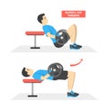Man doing hip thrusts exercise with barbell Royalty Free Stock Photo