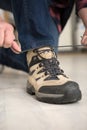 man doing shoes laces Royalty Free Stock Photo