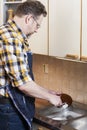 Man doing household chores Royalty Free Stock Photo