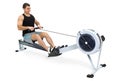 Man doing indoor rowing