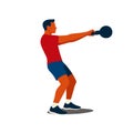 Man Doing Kettlebell Swing Exercise Flat Isometric Illustration Royalty Free Stock Photo