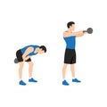 Man doing Kettlebell swing exercise. Flat vector