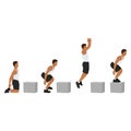 Man doing knee to box jump squat or power jump exercise