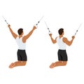 Man doing kneeling cable lat pulldown exercise