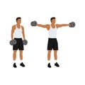 Man doing Lateral side shoulder dumbbell raises.