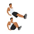 Man doing leg pull in knee up. flat vector illustration