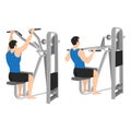 Man doing lever front pulldown, lat machine pull down
