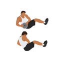 Man doing man twists exercise. Abdominals excercise