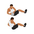 Man doing man twists exercise. Abdominals