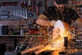 Man doing metalwork in a workshop Royalty Free Stock Photo