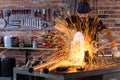 Man doing metalwork in a workshop Royalty Free Stock Photo