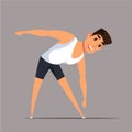 Man doing morning exercises vector illustration