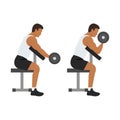 Man doing one arm dumbbell preacher curl side view Royalty Free Stock Photo