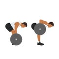 Man doing The Pendlay barbell row. bent over barbell rows from floor Flat vector Royalty Free Stock Photo