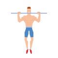 Man doing physical exercises pulling. Hanging on the bar vector. Royalty Free Stock Photo