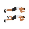 Man doing Plank jacks. Extended leg exercise.