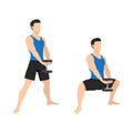 Man doing plie squat exercise with dumbbell