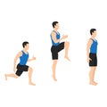 Man doing power lunge exercise. Jump lunges