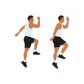 Man doing Power skips exercise. Flat vector Royalty Free Stock Photo