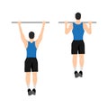 Man doing pull ups exercise. Flat vector illustration