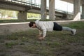 Man doing push-ups during street workout