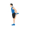 Man doing quadriceps stretch, cool down exercise. Balance pose