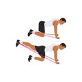 Man doing Resistance band glute kickbacks exercise.