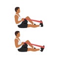 Man doing resistance band plantar flexion or ankle pumps