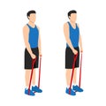 Man doing resistance band shrugs exercise Royalty Free Stock Photo