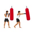 Man doing right hand cross on the sandbag exercise. Training boxing Royalty Free Stock Photo