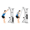 Man doing Rope pulldown exercise. Flat vector