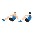 Man doing Russian twists exercise. Flat vector