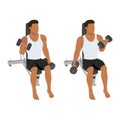 Man doing seated alternating bicep twist curl exercise Royalty Free Stock Photo