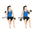 Man doing seated alternating bicep twist curl exercise Royalty Free Stock Photo