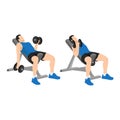 Man doing Seated alternating incline bench dumbbell curls exercise Royalty Free Stock Photo