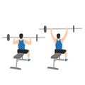 Man doing seated barbell military press exercise. Shoulder overhead press