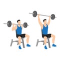 Man doing Seated barbell shoulder press exercise.