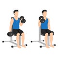 Man doing seated dumbbell bicep hammer curls exercise Royalty Free Stock Photo