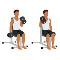 Man doing seated dumbbell bicep hammer curls exercise Royalty Free Stock Photo