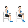 Man doing seated dumbbell or chair calf raises.