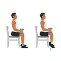 Man doing seated dumbbell or chair calf raises.