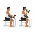 Man doing seated dumbbell preacher bicep hammer curls exercise Royalty Free Stock Photo