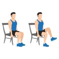 Man doing seated knee lifts or seated knee elevations
