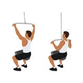 Man doing seated lat pulldowns flat vector