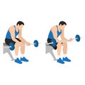 Man doing Seated palm wrist curls exercise.
